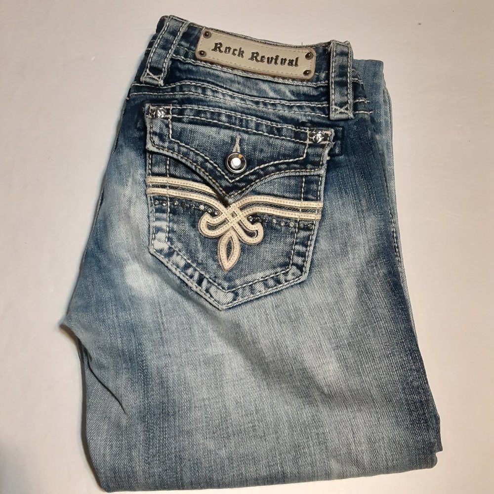 Rock Revival Women's Embellished Penny Boot Jeans in Size 27